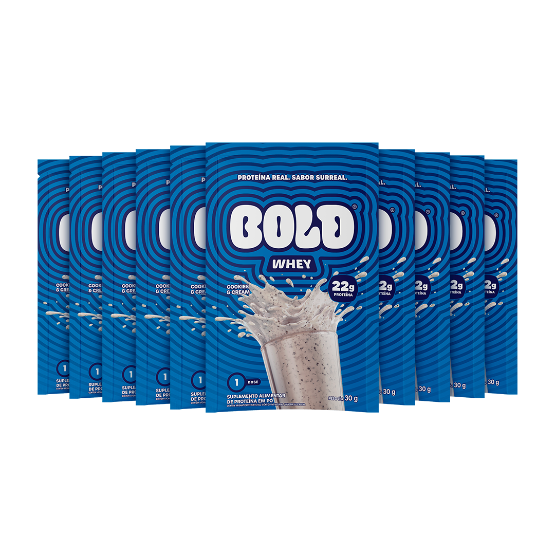KIT 10 SACHÊS BOLD WHEY COOKIES & CREAM (30g/Un)