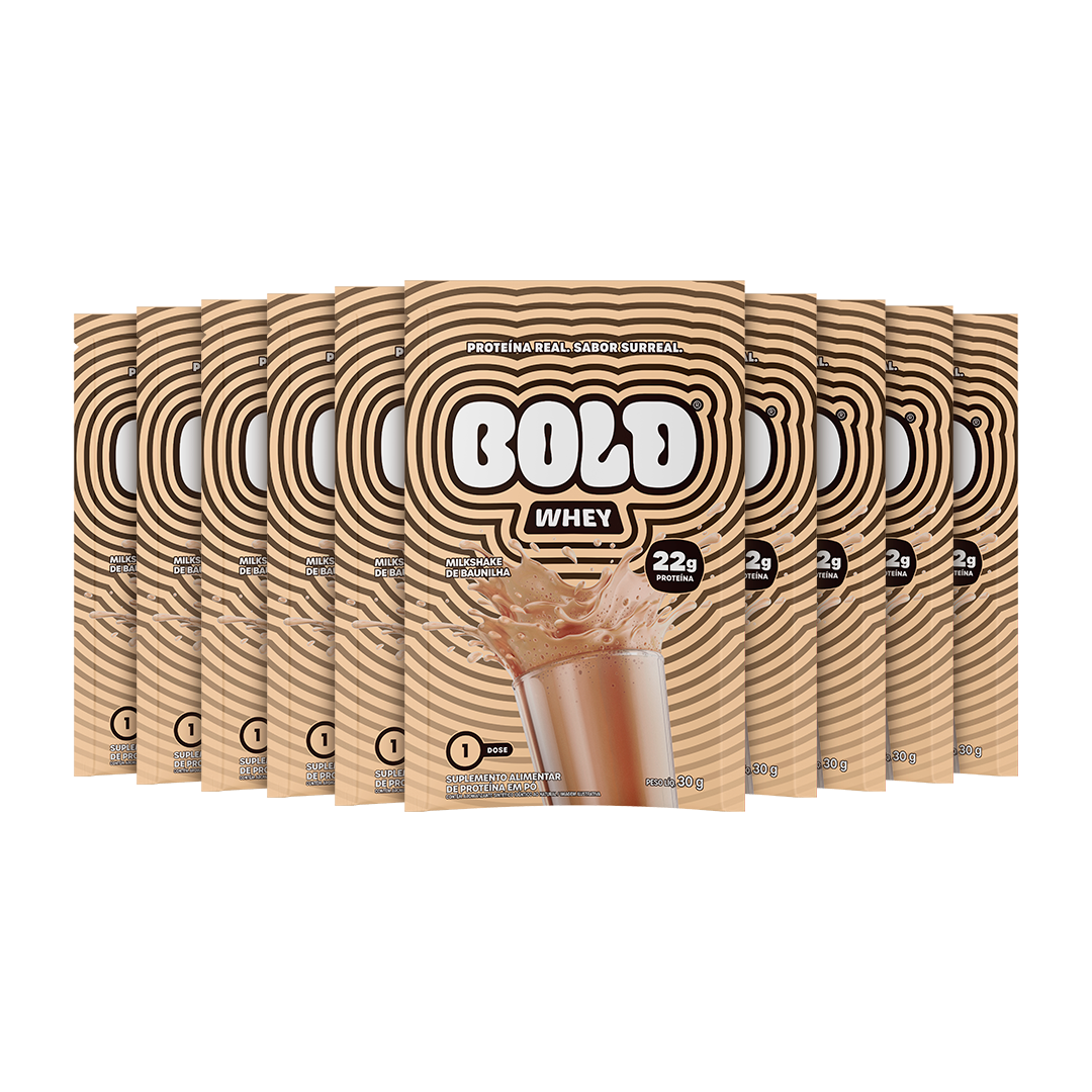 KIT 10 SACHÊS BOLD WHEY MILKSHAKE DE BAUNILHA (30g/Un)